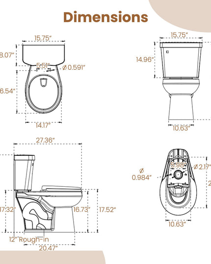 Giantex Two Piece Toilets with 17.5" ADA Comfort Height Seat