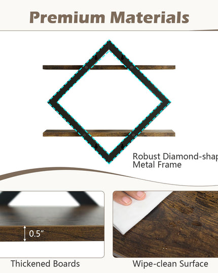 GIANTEX 2-Pack Diamond Shaped Floating Shelves for Wall