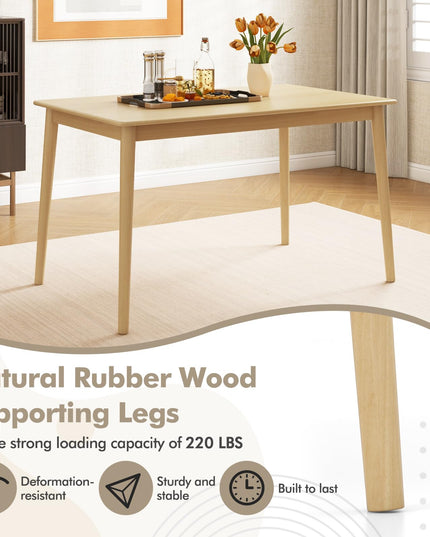 Giantex Dining Table, Rectangular Kitchen Table for 4 People, 48 Inch Dinner Table with Rubber Wood Legs,Load 220 LBS