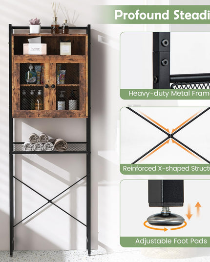 Giantex Over-The-Toilet Storage Cabinet, Bathroom Storage Organizer Above Toilet with Heavy-Duty Metal Frame