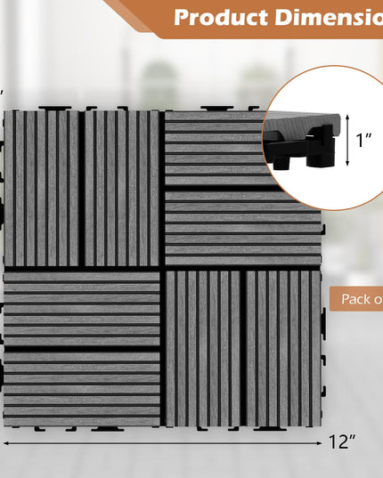 Giantex 18/36 PCS Interlocking Deck Tiles - 12" x 12" Composite Decking Boards Waterproof All Weather