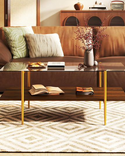 Giantex Glass Coffee Table Mid Century Modern Center Table