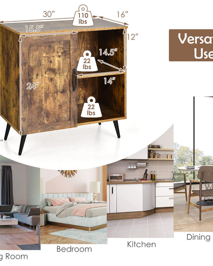 Giantex Mid-Century Storage Cabinet, Buffet Sideboard with Single Door & Adjustable Shelves