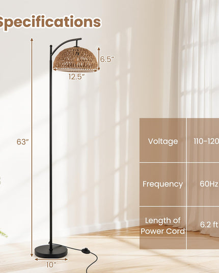 Giantex Boho Floor Lamp with Handwoven Paper Rope Shade