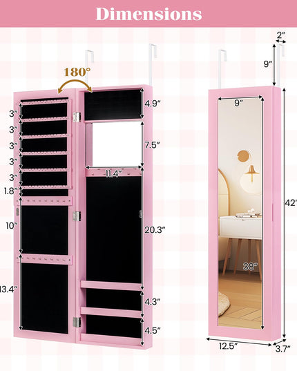 Giantex Wall Mounted Jewelry Cabinet with Full Length Mirror