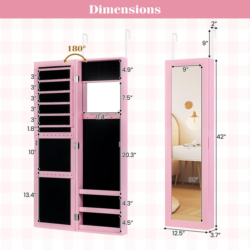 Giantex Wall Mounted Jewelry Cabinet with Full Length Mirror