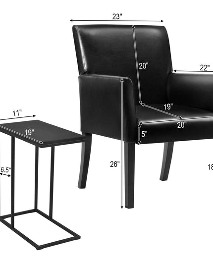 Giantex Reception Guest Chairs and C-Shaped End Table 3Pcs Set