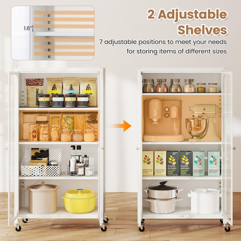 Giantex 58" Tall 4-Tier Bookshelf with Wheels & Adjustable Shelves
