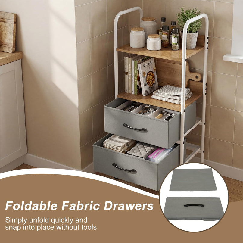 Giantex Utility Rolling Cart with Foldable Fabric Drawers