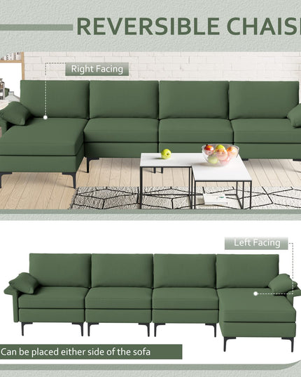 Giantex 130.5" L Convertible Sofa Couch, Sectional Sleeper