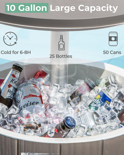 Giantex Cooler Side Table Outdoor - 10 Gallon Cooler Table with Drainage Plug, Adjustable Height