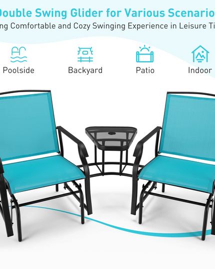Chaises planeur d'extérieur Giantex avec table et trou pour parasol