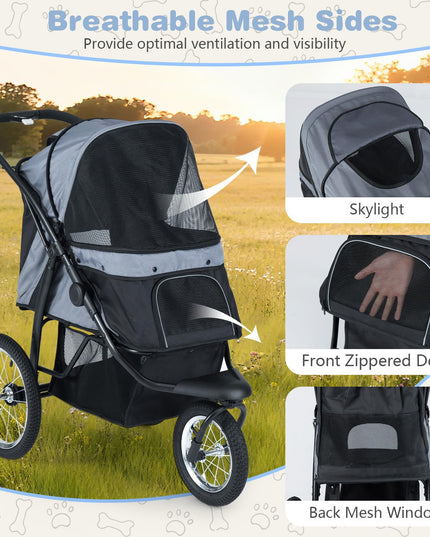 Giantex Dog Stroller for Small & Medium Dogs Cats Foldable Pet Stroller