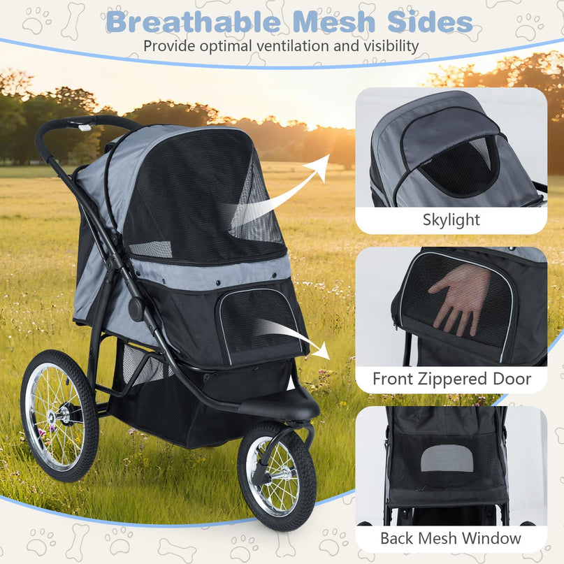 Giantex Dog Stroller for Small & Medium Dogs Cats Foldable Pet Stroller
