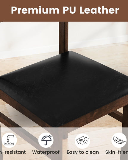 Giantex Wooden Dining Chairs Set of 2/4 PU Leather Upholstered Kitchen Armless Chair