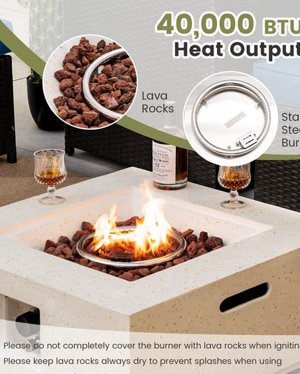 Giantex Patio Fire Pit Table - 40,000 BTU Terrazzo Propane Gas Fire Table