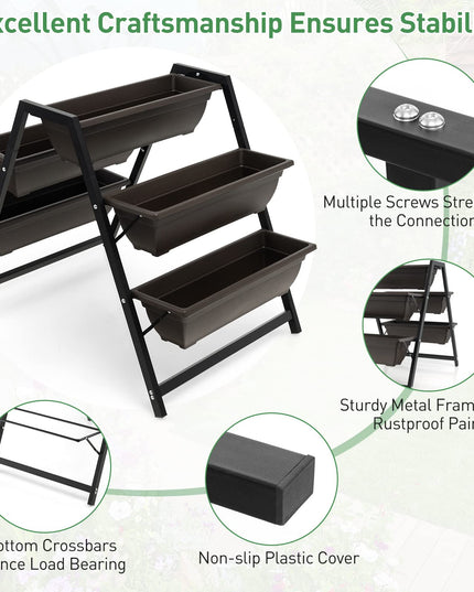Giantex Set of 2 Vertical Raised Garden Bed, 5 Planter Boxes Container w/ Drainage Holes