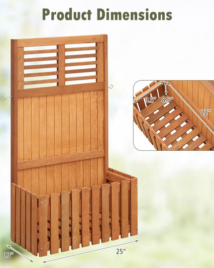 Giantex Set of 1/2 Raised Garden Bed with Trellis, 41” Wooden Potted Plant Box w/Privacy Screen