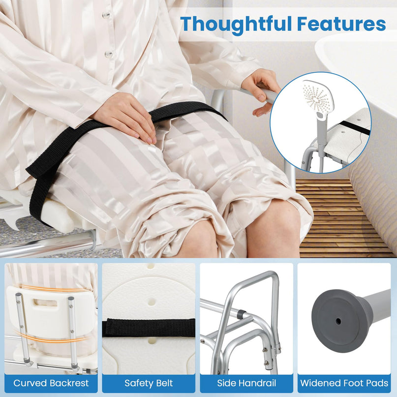 Giantex Sliding Tub Transfer Bench for Bathtub with Adjustable Height