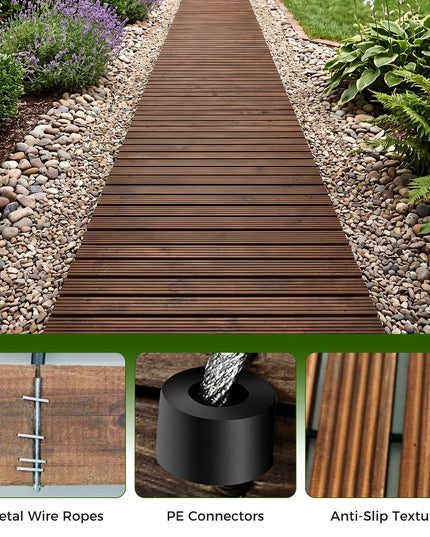 Giantex 12 FT Wooden Garden Pathway with Non-Slip Surface (1/2)
