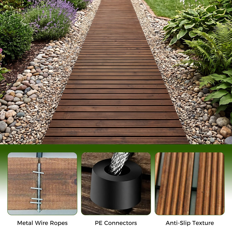 Giantex 12 FT Wooden Garden Pathway with Non-Slip Surface (1/2)