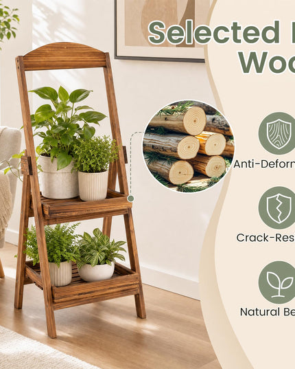 GIANTEX 2-Tier Ladder Plant Stand with Raised Edges