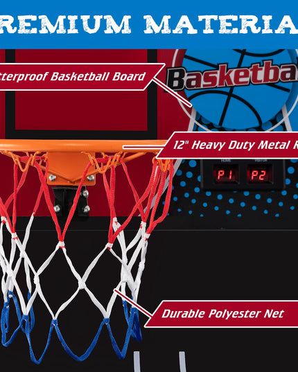 Giantex Folding Basketball Arcade Game, Dual Shot Electronic Basketball Hoop Arcade Game with 8 Game Modes