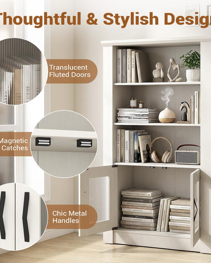 GIANTEX 48.5" Tall Modern Bookshelf with Cabinet