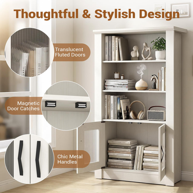 GIANTEX 48.5" Tall Modern Bookshelf with Cabinet