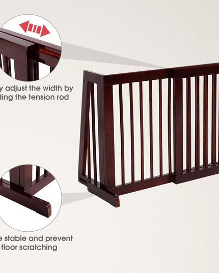 Adjustable Freestanding Pet Gate Step Over Fence - Giantex