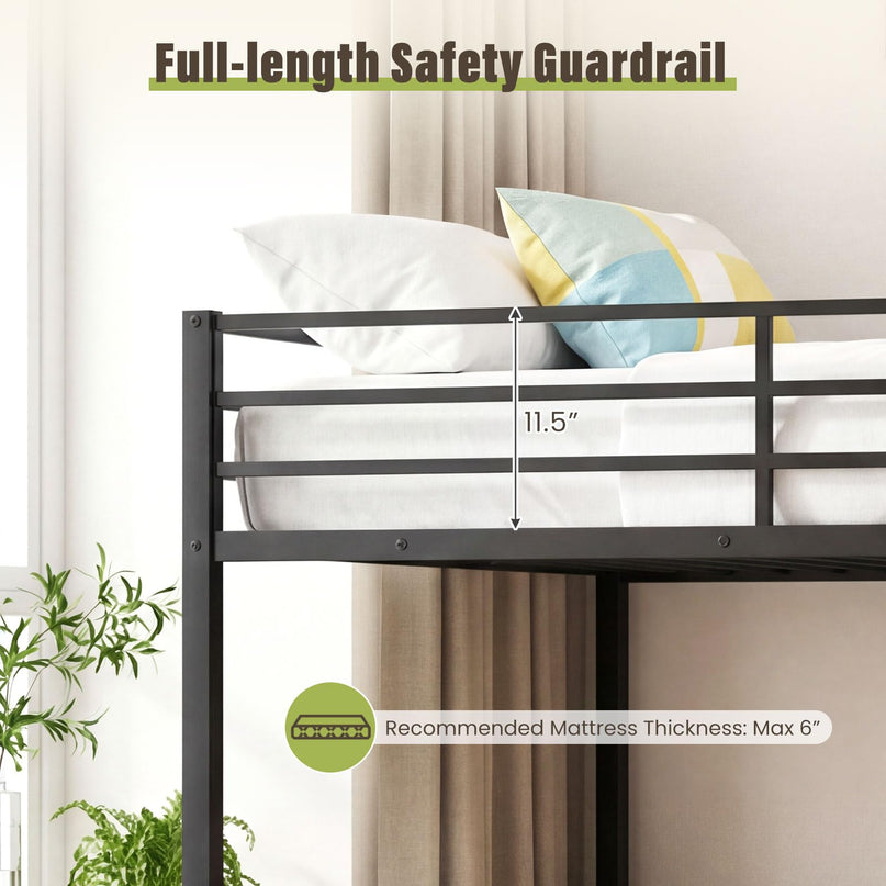 Giantex Metal Bunk Bed Full Over Full | Heavy-Duty Bunk Bed Frame with Full Length Safety Guardrail