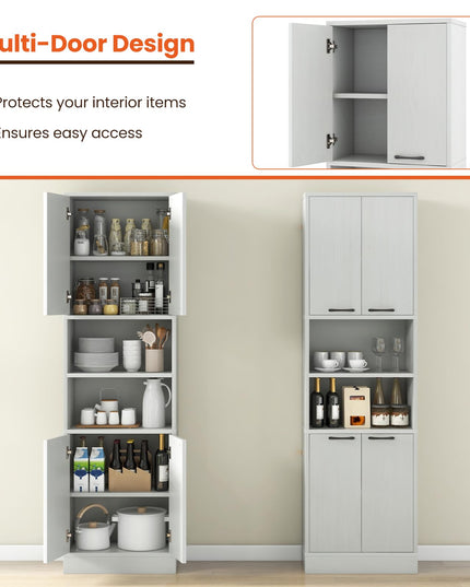 Giantex Kitchen Pantry Cabinet, 75” Tall Freestanding Cupboard with Doors & Shelves