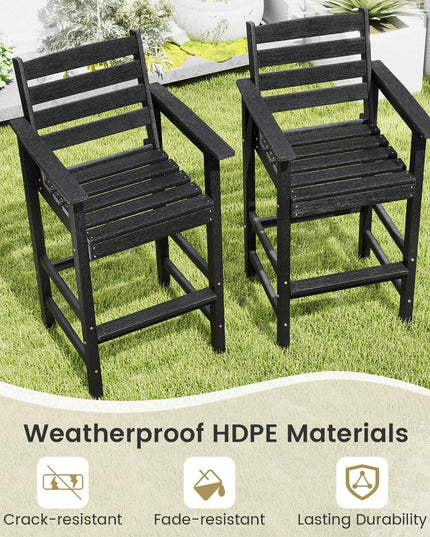 Giantex 29” Bar Stools Set of 2/4, HDPE Barstools w/Back, Armrests & Footrests, Max Load 330Lbs