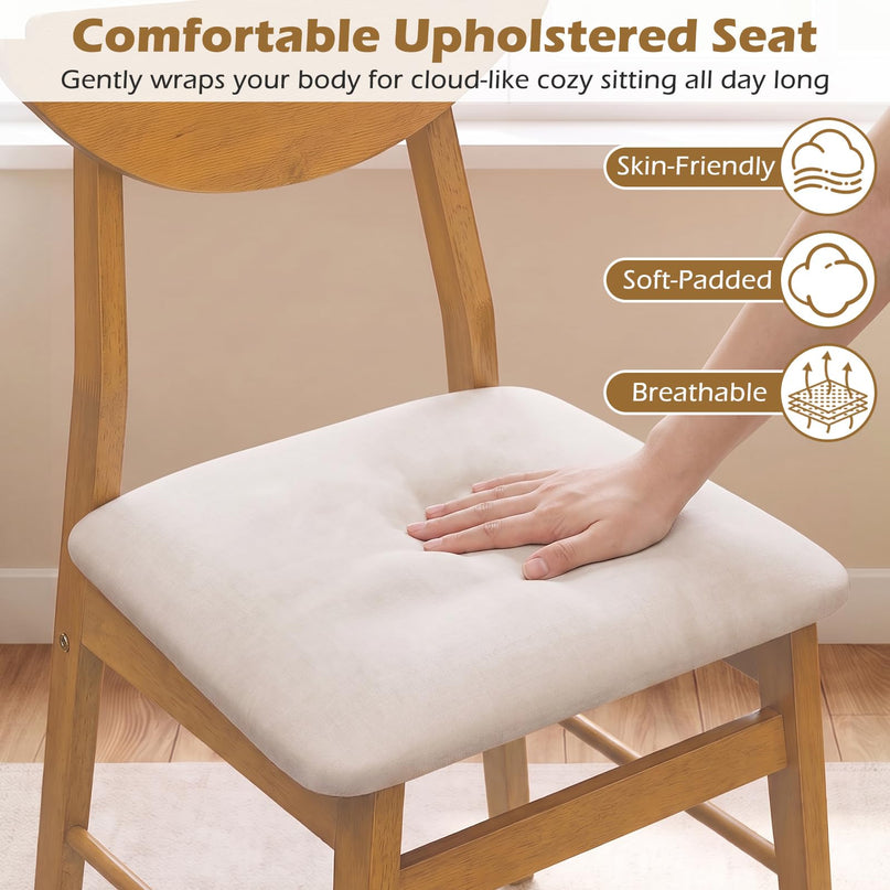 GIANTEX Upholstered Dining Chairs Set of 2/4 w/ Comfortable Upholstered Seat