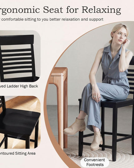 Giantex Lot de 2/4 chaises de salle à manger avec repose-pieds et cadre en bois massif