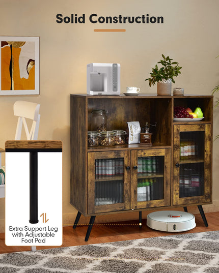 Giantex Storage Cabinet, Industrial Buffet Sideboard with Storage, 3 Door Wood Cupboard, 2 Creadenzas 2 Shelves