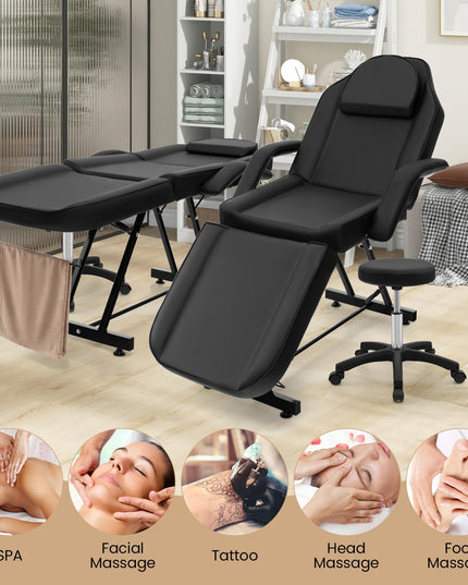 Giantex 73" Facial Chair with Hydraulic Stool, Tattoo Chair with with Adjustable Backrest & Legrest