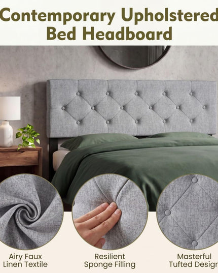 Giantex Linen Upholstered Headboard with Wood Support Legs