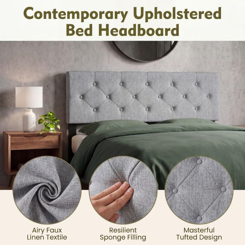 Giantex Linen Upholstered Headboard with Wood Support Legs