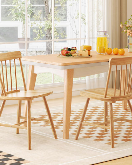 Giantex Windsor Dining Chairs Set of 2/4, Farmhouse Kitchen Chairs w/Rubber Wood Frame, Elegant Hollowed Backrest