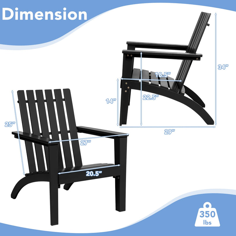 Giantex Wooden Adirondack Chair W/Ergonomic Design Outdoor Chair for Yard