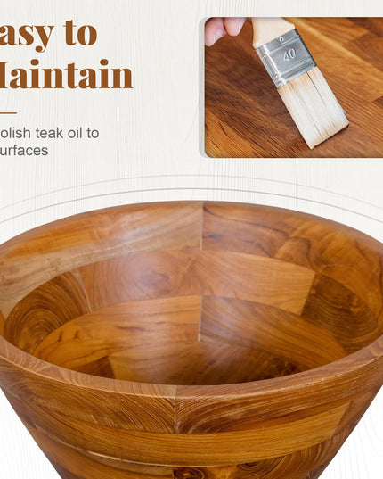 Giantex Teak Wood Vessel Sink - Bathroom Washbasin with Smooth Finish, Round Corner (16” x 16” x 8”)