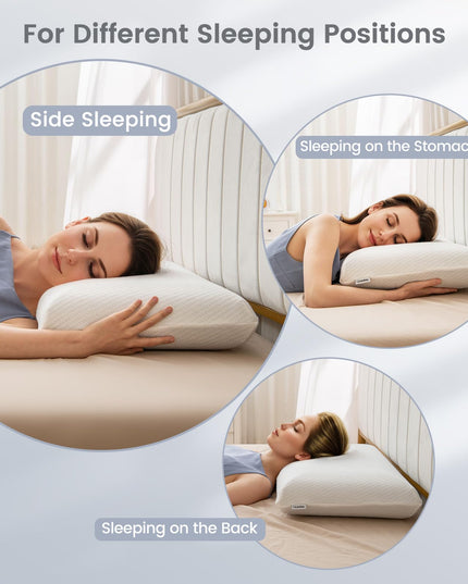 Giantex Charcoal Memory Foam Pillow 2 Pack, 3D Cutting Ventilated Pillows with Washable Cover, Back & Side Sleeper Pillows