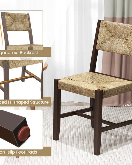Giantex Rattan Dining Chair, Farmhouse Cane Side Chairs
