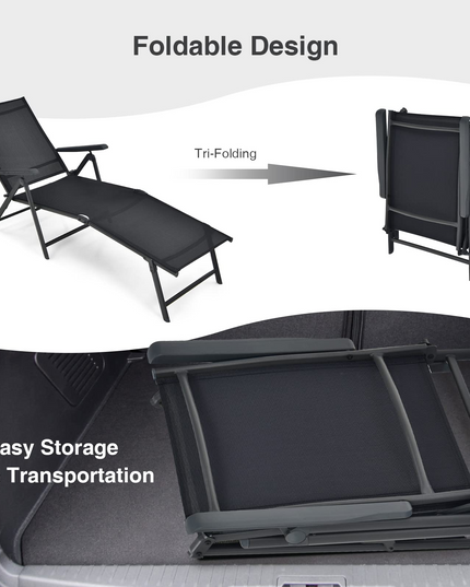 Outdoor Sunbathing Chair W/ 5-Position Backrest | Patio Lounge Chair