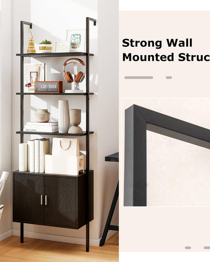 Giantex 5 Tier Wall Mounted Ladder Shelf for Living Room