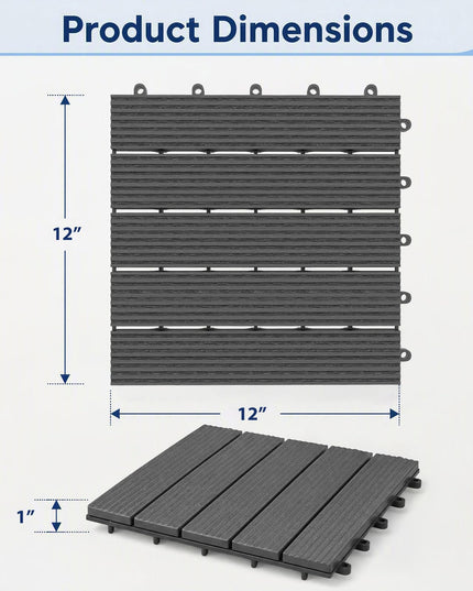 GIANTEX 36 PCS Plastic Interlocking Deck Tiles, Waterproof PP Floor Tiles