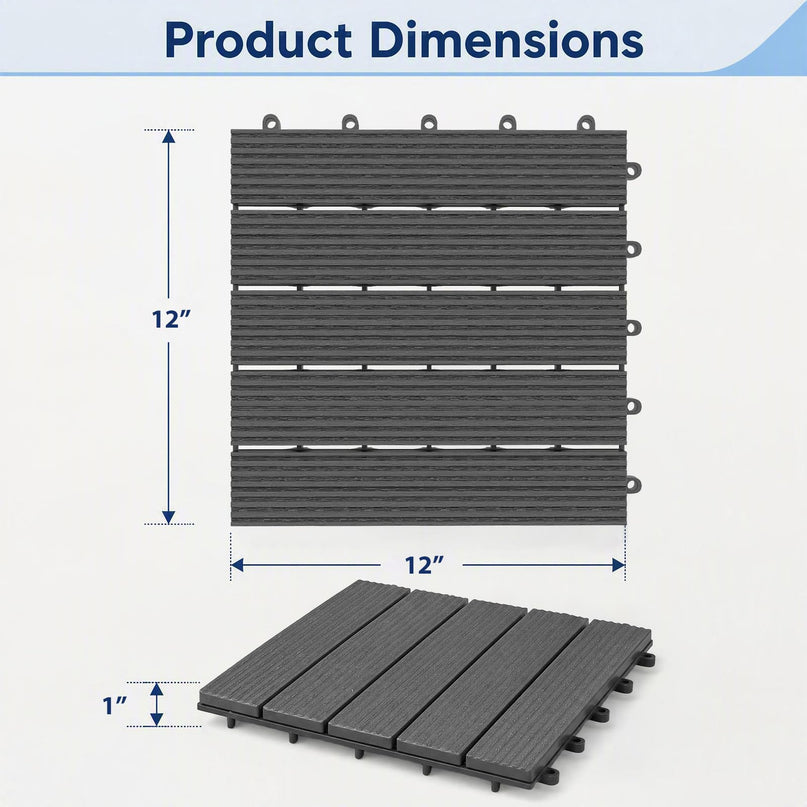 GIANTEX 36 PCS Plastic Interlocking Deck Tiles, Waterproof PP Floor Tiles