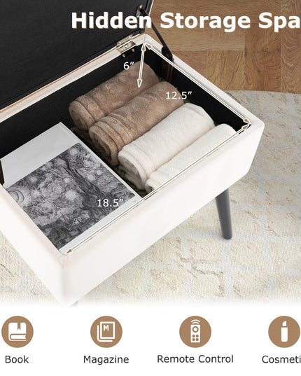 Giantex 20" Ottoman with Storage - Set of 1/2 Makeup Vanity Bench with Flip Top Storage