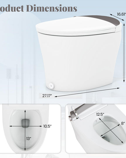 Giantex Smart Toilet, Elongated Bidet Toilet with Adjustable Heated Seat, Dryer, Night Light, Auto Open/Close, Foot Sensor
